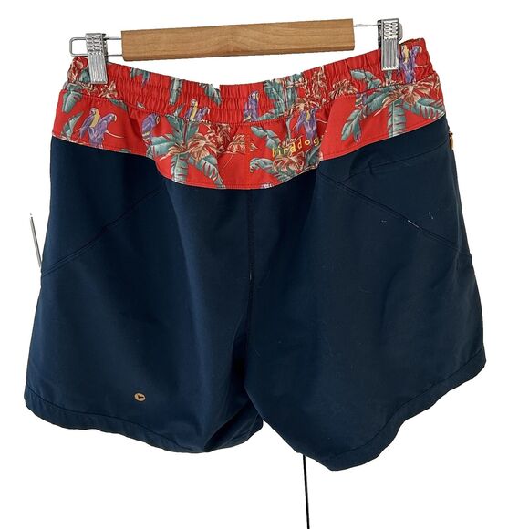 Birddogs 5.5" Gym Shorts Navy Blue Parrot Print Size Large Short Lined Athletic